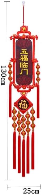 Chinese Knot,Tassel Peach Wood Couplet Pendant Porch Living Room Chinese Style Fu Character Hanging Ornament (Color : B)