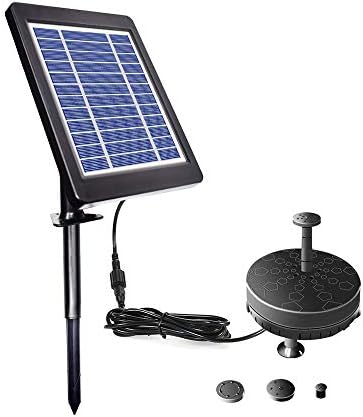 Fesjoy Solar Fountain Pump for Birdbath 6V 3.5W Solar Powered Brushless Submersible Water Pump Built-in Battery LED for Patio Garden Pond Pool
