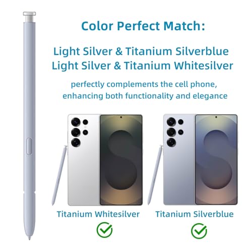 Image of S25 Ultra S Pen Replacement for Samsung Galaxy S25 Ultra 5G All Versions, Galaxy S25 Ultra Stylus Pen + Replacement Tips (Light Silver)