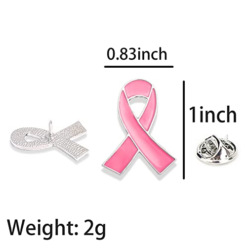 Image of Pink Ribbon Brooch Pins for Breast Cancer Awareness, Breast Cancer Awareness Lapel Pin for Women Memorial Jewelry, Charity Events, Encouragement Gift