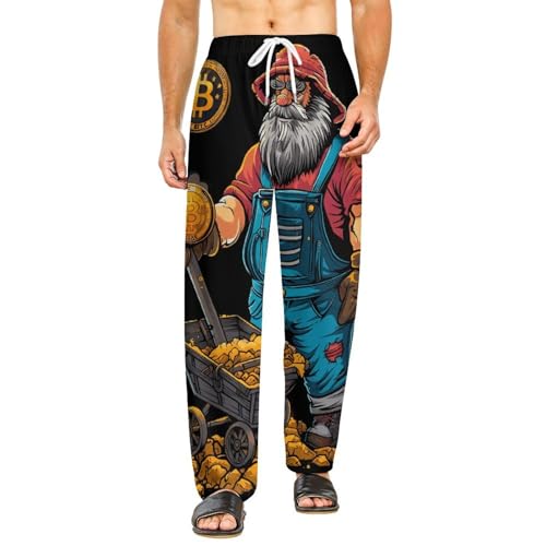 Bitcoin Miner Men's Pajama Pants Lightweight Pjs Bottoms Sleep Lounge Pant with Pocket Drawstring