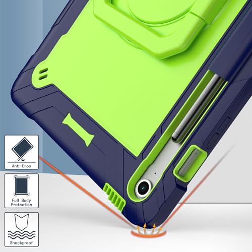Image of Case for Samsung Galaxy Tab S10 FE+ /S10 FE Plus 13.1 Inch 2025 Released - Heavy Duty Impact Resistant Case Cover with Rotating Ring Stand (Navy Blue /Green)