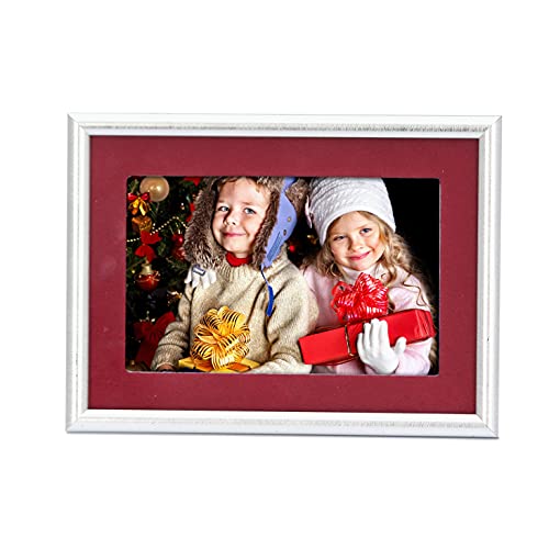 Mimosa Moments 5X7 Silver-Tone Christmas Picture Frame Matted With 4X6 Red Velvet Fabric Mat #TOP1
