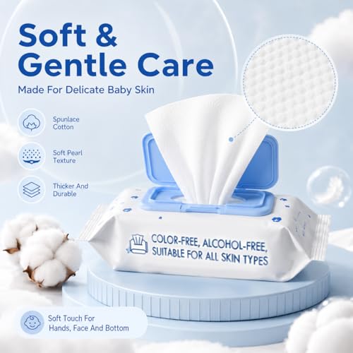 80 Pcs Baby Wipes Fragrance Free Gentle Cleansing, Water Based Hypoallergenic Soft Thick Non-Woven Formula, Wet Wipes for Newborn Toddler Home Pram Travel Daily Care - Image 4