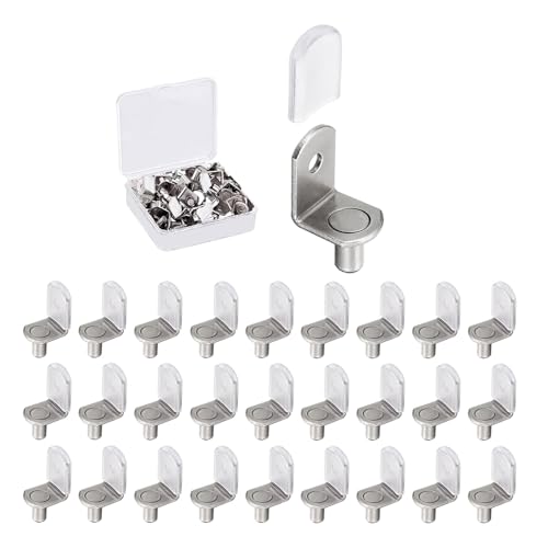 50 Pcs Shelf Support Pegs 1/4 Inch (6.35mm) Metal Shelf Pins for Wood Shelves Adjustable Shelf Brackets L-Shaped Clips with Silicone Sleeve for Kitchen Bookcase Cabinet Furniture Support