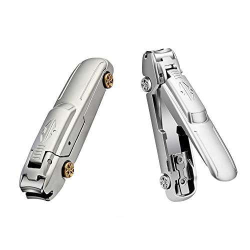 Coupe-ongles en acier inoxydable lavable avec base de récupération argenté pour pédicure