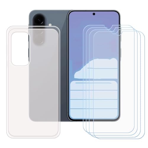 LCEHTOGYE �K�p Samsung Galaxy A57 5G + 4 x�����K���X�X�N���[���v���e�N�^�[�p�P�[�X�A�K�p Samsung Galaxy A57 5G (6,7")�ƌ݊����̂��锼�����̃\�t�gTPU�V���R���Q���P�[�X�ی�J�o�[