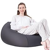 GOKUMIN ビーズクッション 特大 洗えるカバー 撥水加工 軽量 人をダメにする クッション ソファ 極眠 約60x60x38cm (ビーズクッション/チャコールグレー, Lサイズ) hbe