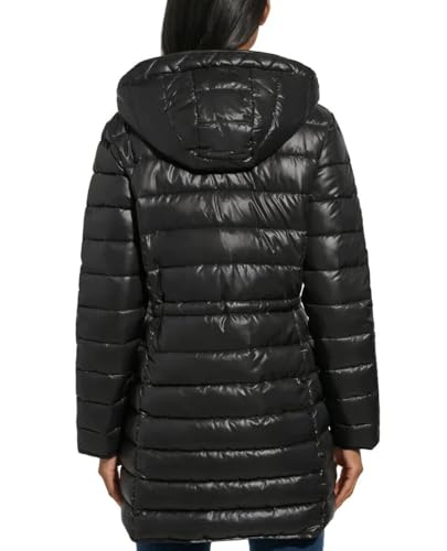 Kenneth Cole Women’s Black Hooded Quilted Long Puffer Jacket - X-Large Cozy Chic - Image 3