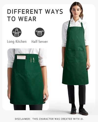 Image of Syntus Chef Apron for Men Women Kitchen Cooking Apron with Pockets, Adjustable Bib Aprons Stain Resistant
