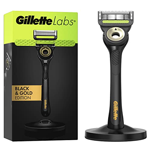 GilletteLabs con barra exfoliante, afeitadora para hombre de Gillette, 1 mango – 1 recambio de hoja, idea de caja de regalo para hombre