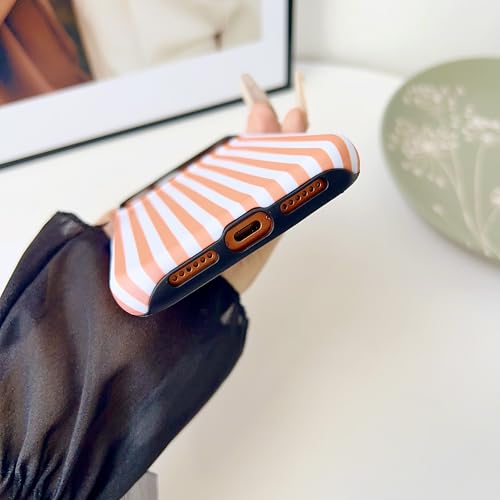Coque MagSafe iPhone 14 motif rayé esthétique orange cosmique chic - 5