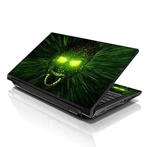 Image of LSS 17 17.3 Inche Laptop Notebook Skin Sticker with 2 Wrist Pads - Reusable Cover Protector Vinyl Sticker Cover Decal Fits 17 inch - 19 inch HP Dell Lenovo Apple Asus Acer Samsung - Green Zombie Skull Pattern