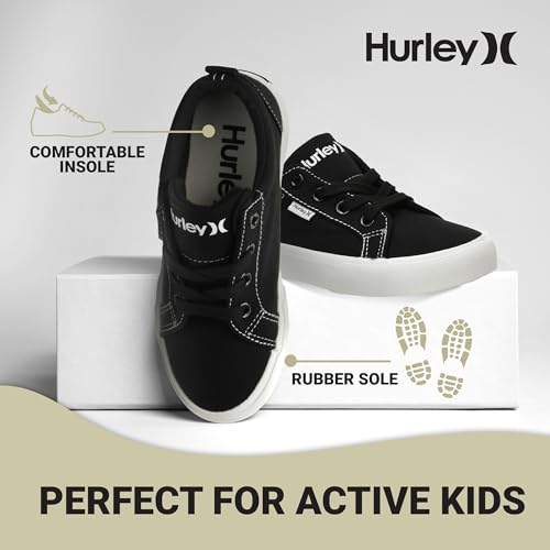 Image of Hurley Kids Finn Sneakers - Canvas Skate Shoes for Kids, Low Cut Tennis Shoes for Girls and Boys