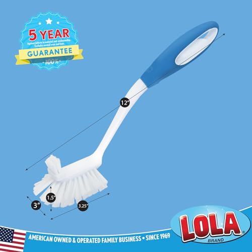 Image of LOLA Pro Utility All Purpose Kitchen Cleaning Brush, Durable Bristles, Comfort Ergonomic Rubber Non-Slip Grip, Built-in Food Scraper, 1 Count