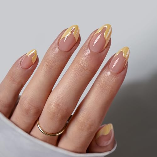 BTArtbox French Tip Press On Nails - Lamp-Curable Short Almond Pr...