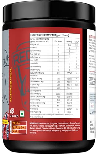 Image of Red Horn Tornado Pre Workout Supplement Powder (293g, Peach Mango)