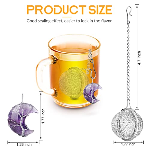 Nstaygate Tea Infuser Tea Strainer Tea Diffuser For Loose Tea Amethyst Tree Of Life Wire Wrapped Crescent Moon Pendant Reiki Healing Crystal Stone Tea Ball Tea Filter Gifts For Women #TOP1