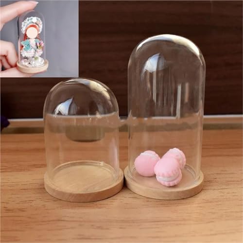 Cúpula de vidrio con base de madera ideal para centros de mesa en bodas 5