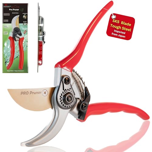 Pro Pruner Premium Garden Shear Pruners – Premium Titanium-Coated SK5 Steel Pruning Scissors for Plants, Trees, Shrubs, Flowers | Heavy Duty Clippers, Clean Cut, Rust Resistant.
