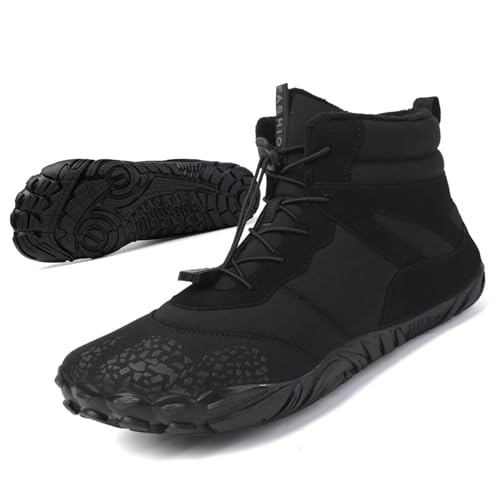 Muizary Winter Hike Barefoot Boot Shoes for Women Men Waterproof Fleece Warmth Hiking Boots Wide Toe Box Walking Shoes -(6801) 41