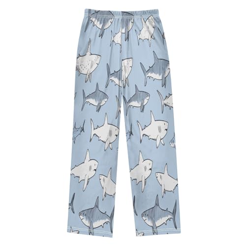 Simple Pattern Cute Sharks Pajama Pants Soft Lounge Sleepwear PJ Bottoms with Elastic Waist Ages 6–14 Years2