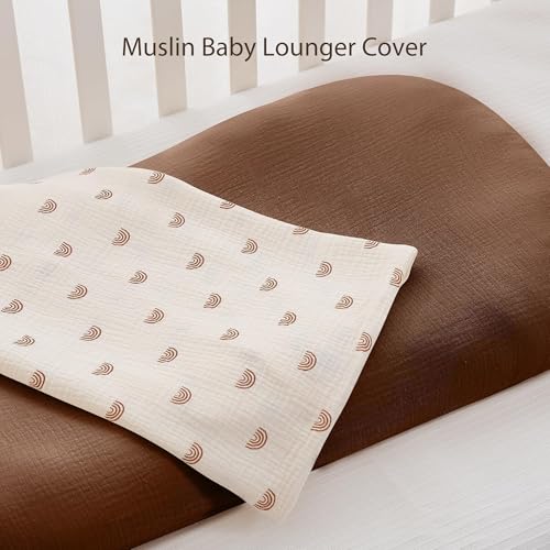 Image of guruixu 2 Pack Muslin Baby Lounger Cover, 100% Cotton Infant Lounger Cover for Baby Boys and Girls (Dusty Pink,Cream)