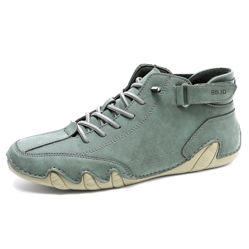 Image of baobeijiadao Men's Beck Shoes Waterproof Non Slip High Top Chukka Boots Handmade Suede Caual Outdoor Sneakers