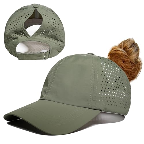 Gisdanchz Gorra Mujer Verano con Cola De Caballo Gorra Beisol Deprote Running Golf Gorras De Mujer Verano Ajustable Ligera Transpirable, Verde Claro One Size