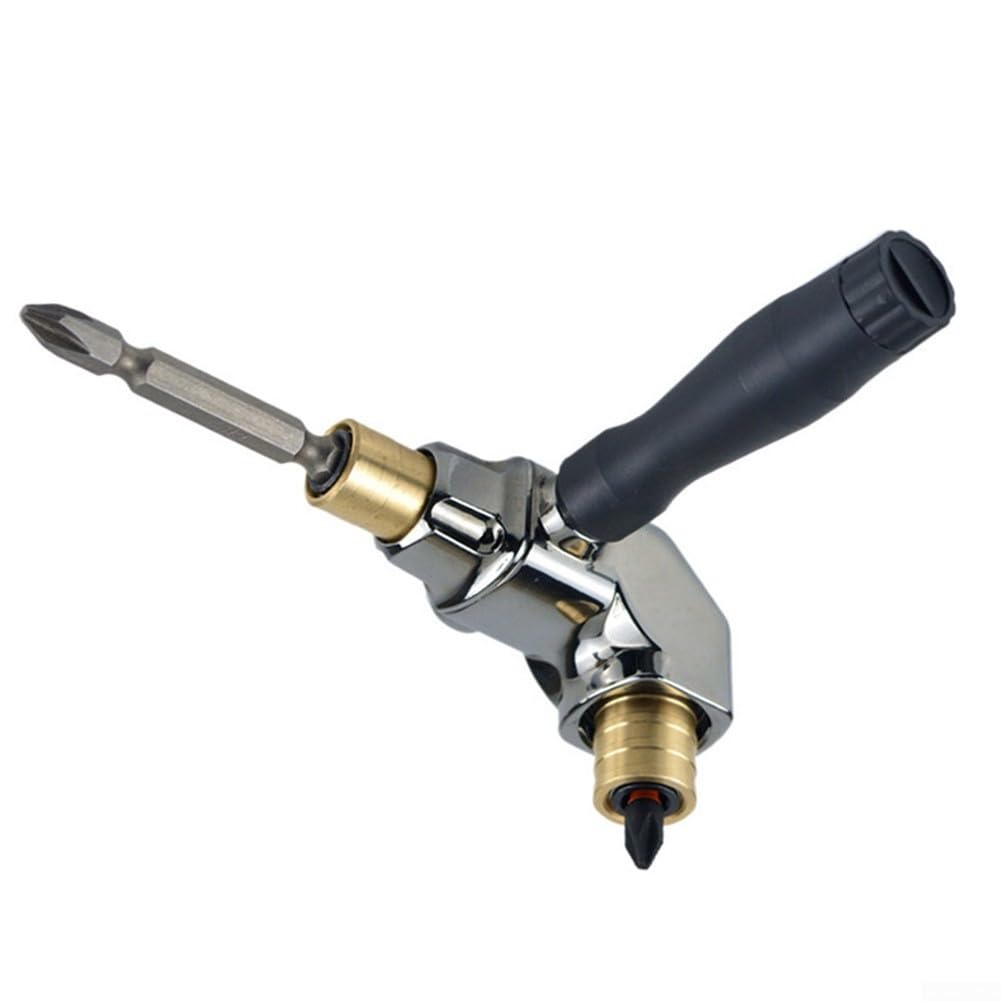 Electric Screwdriver 90 Degree Right Angle Drill Adapter with 1 4 Inch Hex Shank Self Locking Mechanism and