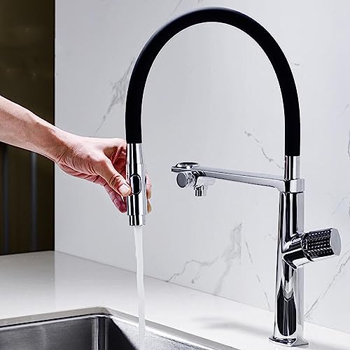 Robinet de cuisine à 3 voies en laiton chrome mélangeur rotatif 360