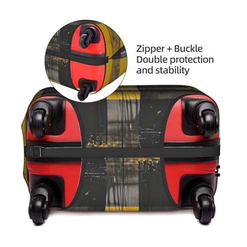 Yellow Gray Black Plaid Print Protective Suitcase Cover Washable Travel Luggage Protector with Concealed Zipper4