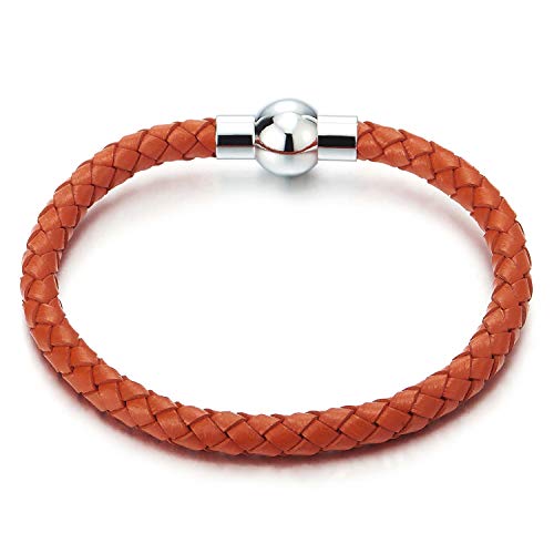 Pulsera trenzada de cuero genuino con cierre magnético miniatura 1