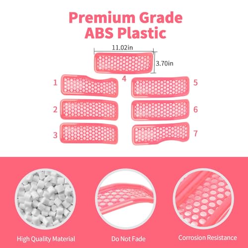 Image of Front Grill Insert Mesh Grille Inserts Cover Kit 7Pcs Compatible with 2024-2025+ Jeep Wrangler JL JLU & Gladiator JT Exterior Accessories (Pink)