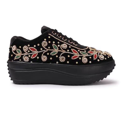 Image of Vendoz Women Hand Embroidery Wedding Party Bridal Sneakers 4032