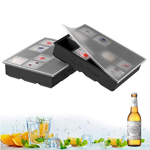 Bandeja De Hielo De Silicona, 2 Pc Cubitera Hielo Molde para Hielos con 12 Compartimentos, Bandeja de Cubitos de Hielo para Congelarse Alimentos para Bebés, Cócteles, Cola, Whisky (negro, 2 pack)