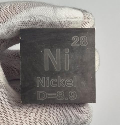 Image of 1.5 inch 38.1mm Nickel Metal Cube Ni up to 99.9% Pure Periodic Table Element Engraved Density Collection Science Education Display Block Cube + Acrylic Case Box - 1PC