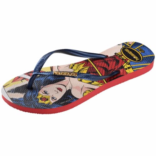 Chinelo Havaianas Slim Mulher Maravilha Wonder Women Feminino (Vermelho, BR, Adulto, Faixa Numérico,