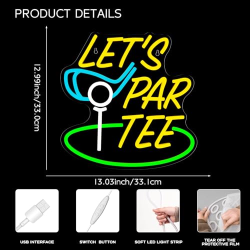 Image of Golf Neon Sign for Wall Decor, Dimmable LED Light for Man Cave Bar | Golf LED Neon Sign for Game Room, Sports Club, Gym, Golf Party Decor, Golf Gifts for Men, USB Powered Wall Art