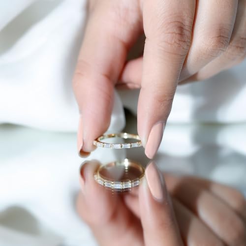 Certified Baguette Moissanite Half Eternity Ring, D-Vs1 Quality Moissanite Stackable Band (Ready to Gift)4