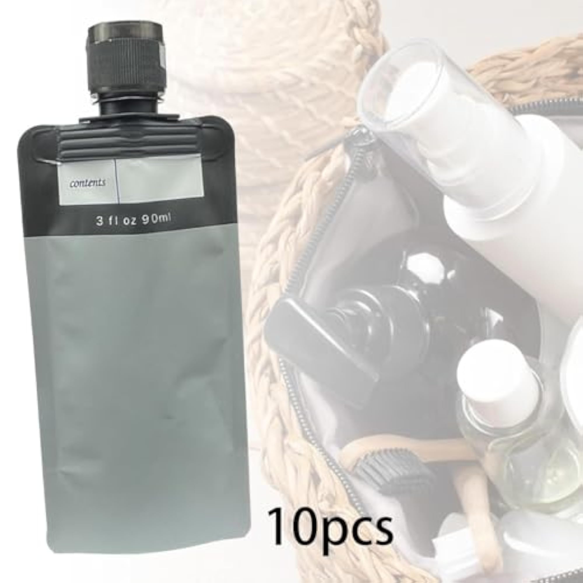 10 Pieces Travel Pouches for Toiletries, 3 oz