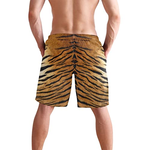 Men's Beach Shorts Animal Tiger Leather Leopard Print, Swim Trunks Drawsting Swimwear Swimming Board Shorts3