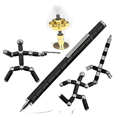 Magnet Pen Fidget Pen Decompression Magnetic Metal Pen,Toy Pen, Multifunctional Deformable Magnet Writing Pen, Eliminate Pressure Fidget Toy Gift for Kids or Friends (Black) (Magnetic pen black)