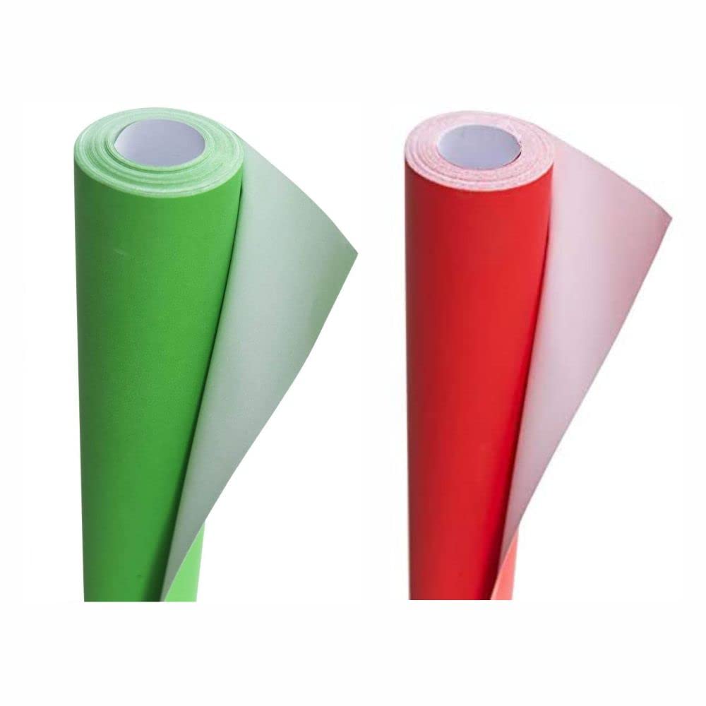 3 Ace Crafts Pack of 2 Display Poster Paper Roll-10M Perfect Ideal for Wrapping, Packing, Wrap Birthday Gifts, Table Runner, Covering, Parcel, School Board- 76cm Width Approx – Leaf Green & Scarlet — image 1