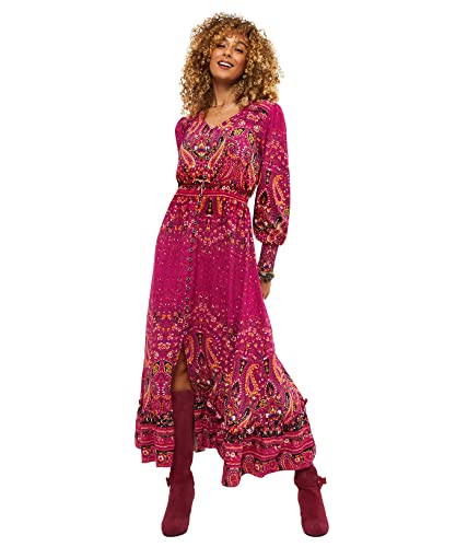 Joe Browns Vestido de Cachemira Bohemio de Manga Larga con Cuello Redondo Fiesta Informal, Rosa, 38 para Mujer Cover