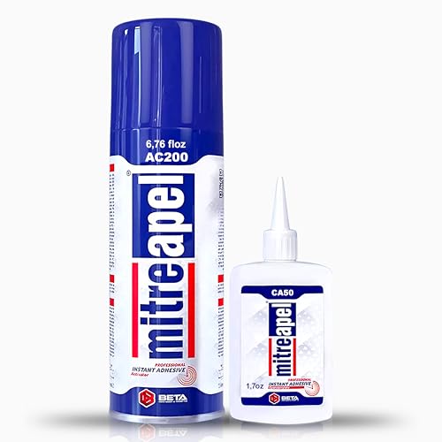 MITREAPEL CA Glue with Activator (1x1.7oz-1x6.7 floz) Instant Bond Professional Cyanoacrylate Adhesive and Super Glue Accelerator for Woodworking,Ceramic,3D Printing,Glass, DIY&Craft, Plastic,Repair
