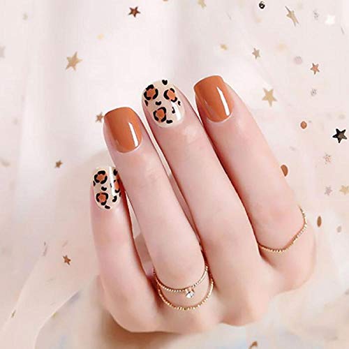 TJJF Falsche Nägel Frauen einfache orange Farbe Mode gefälschte Nagel kurze Größe Full Cover Nail Art Tipps mit Damen… – Bild 4