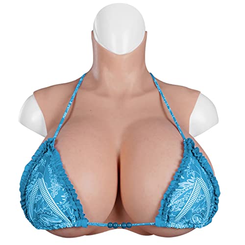 XSWL Pechos enormes Formas de Mama de Silicona Pecho Realzador de Tetas Falsas para travestis Placas de Mama Pechos Falsos Cosplay,Skin Color,H Cup Cover