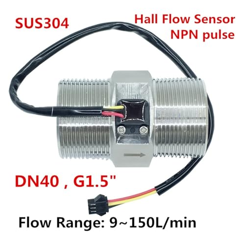 Capteur de débit 9~150 L/min débitmètre d'eau à impulsion SS-DN40