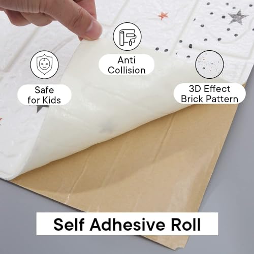 Image of Heart Home Foam Brick Pattern 3D Wallpaper for Walls|Soft PE Foam|Easy to Peel, Stick & Remove DIY Wallpaper|Suitable on All Walls|Pack of 5 Sheets, 70 cm X 70 cm